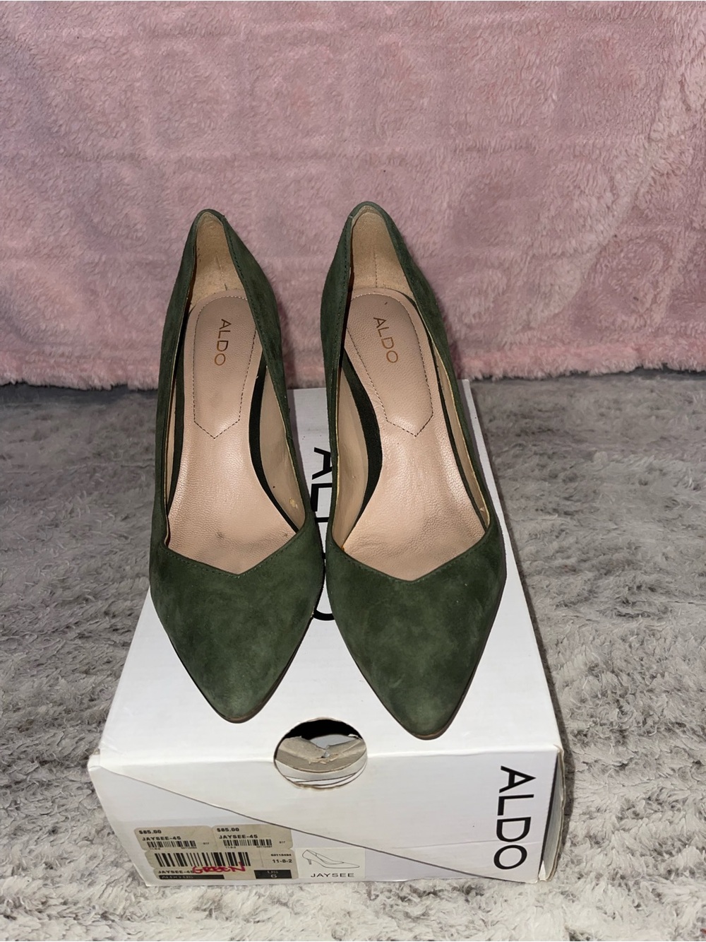 ALDO Olive Green Suede Pointed Toe Pumps